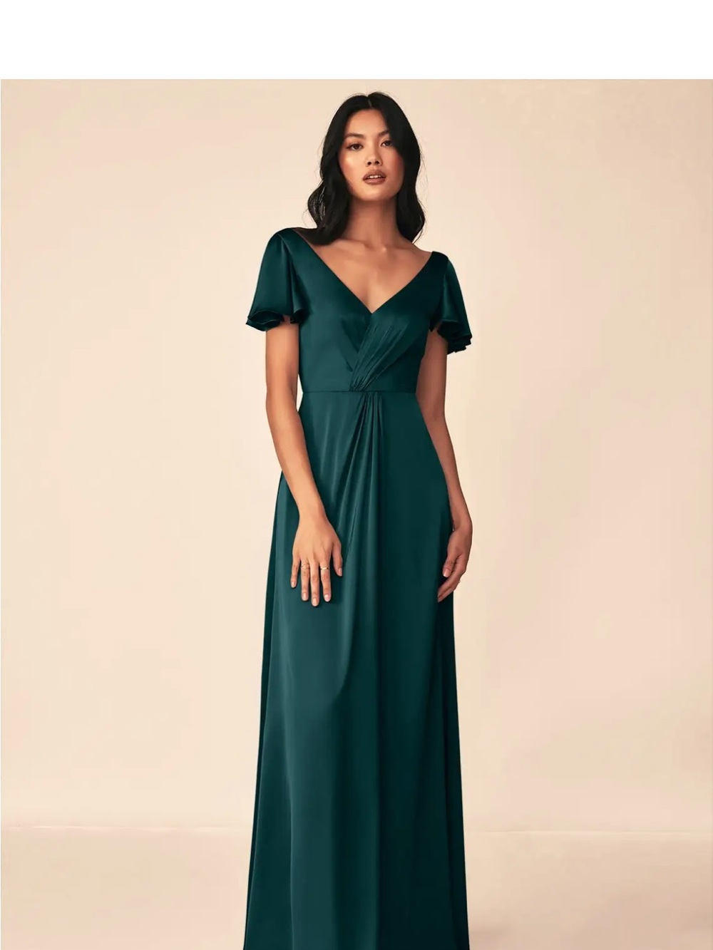 Azazie Deep Teal V-Neck Maxi Dress